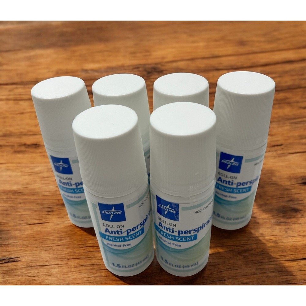 6 Medline Roll On Anti-Perspirant Fresh Scent Alcohol Free 1.5 FL OZ EXP 01/27